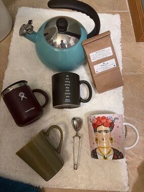 Tea kettle and coffee/ tea cups